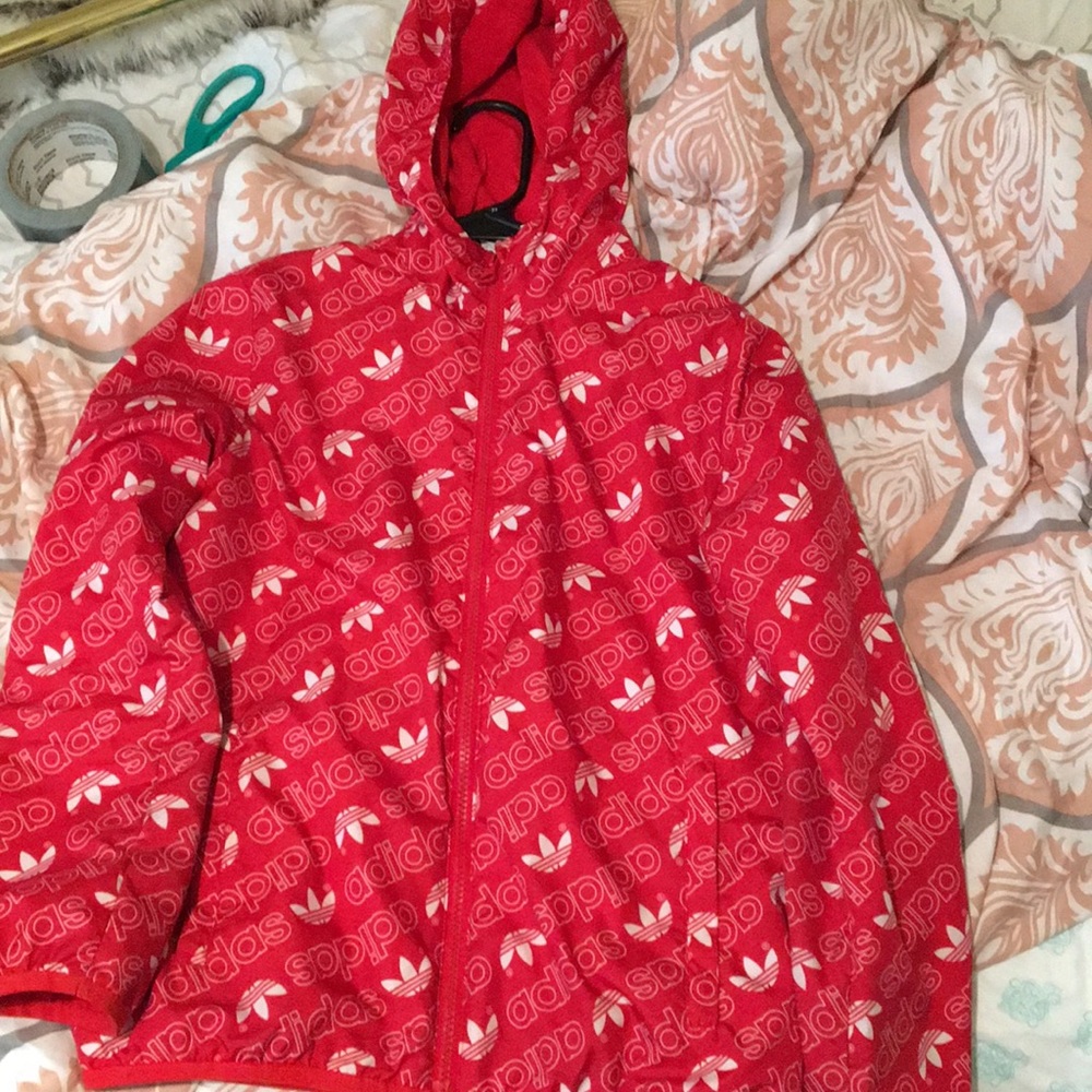 Red adidas windbreaker